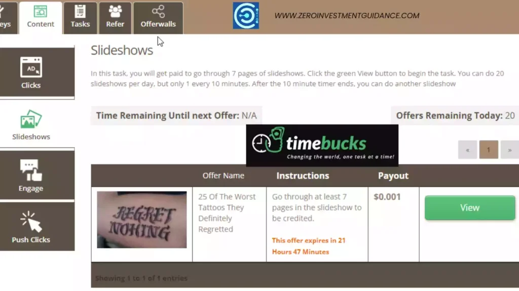 Timebucks Discover Fun in Watching Slideshows
