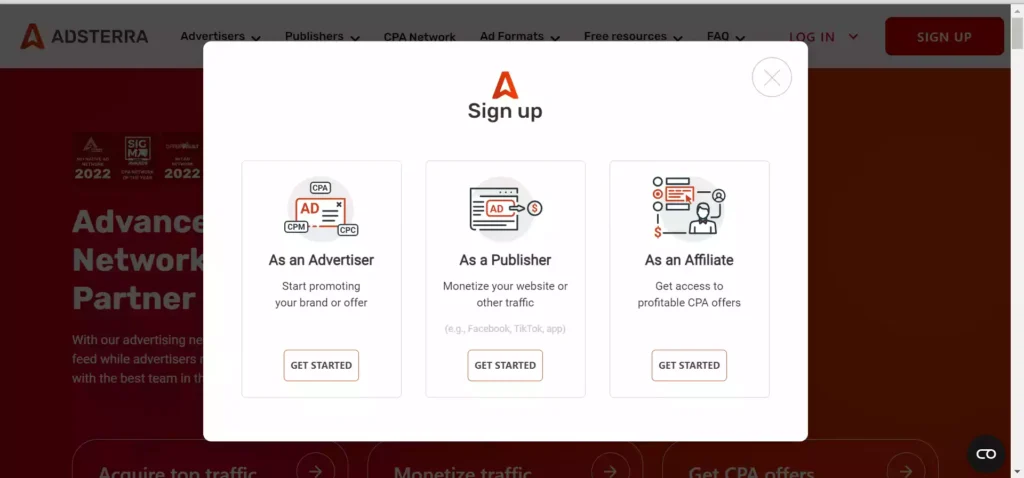 Adsterra Sign-up